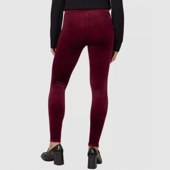 New! Spanx Velvet High Waisted Leggings - Rich Burgundy #2070 - Picture 2 of 5